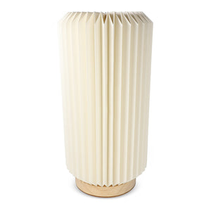 Lampada LED di carta pieghevole Coollux Aurora Tall con base di legno, 32 cm natural - personalizzabile con logo