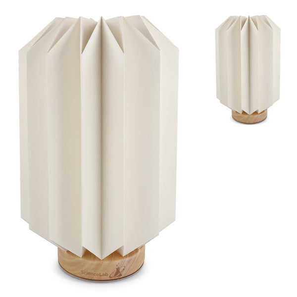 Lampada LED di carta pieghevole Coollux Eos su base di legno, 25 cm (formato cassetta delle lettere) natural - personalizzabile con logo