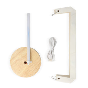 Lampada LED di carta pieghevole Coollux Eos su base di legno, 25 cm (formato cassetta delle lettere) natural - personalizzabile con logo