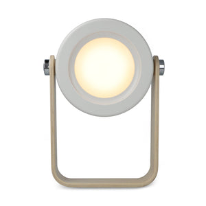 Lampada LED multifunzionale Coollux con impugnatura in bambù Bianco - personalizzabile con logo