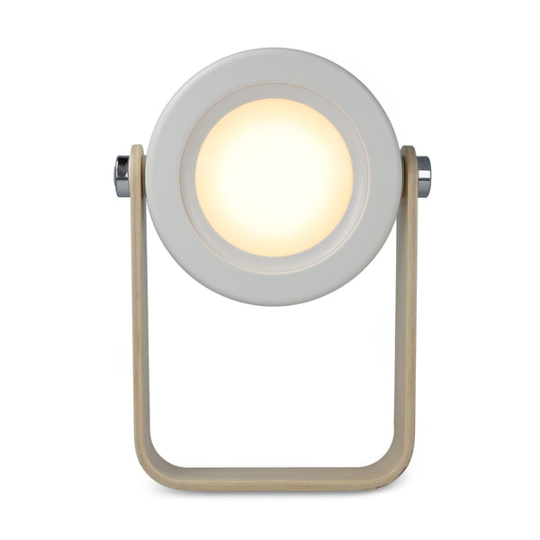 Lampada LED multifunzionale Coollux con impugnatura in bambù Bianco - personalizzabile con logo