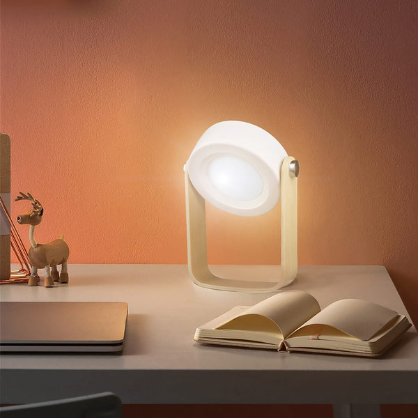 Lampada LED multifunzionale Coollux con impugnatura in bambù Bianco - personalizzabile con logo