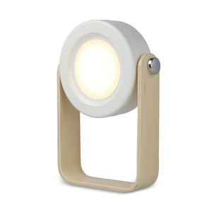 Lampada LED multifunzionale Coollux con impugnatura in bambù Bianco - personalizzabile con logo