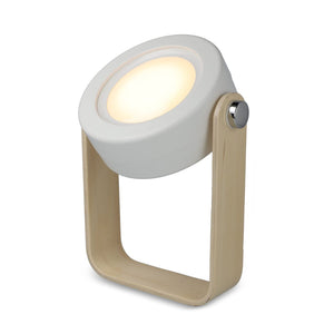 Lampada LED multifunzionale Coollux con impugnatura in bambù Bianco - personalizzabile con logo