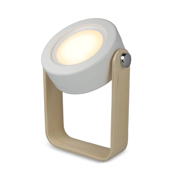 Lampada LED multifunzionale Coollux con impugnatura in bambù Bianco - personalizzabile con logo
