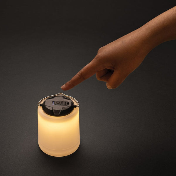 Lampada ricaricabile da tavolo Limio in rPlastica RCS bianco - personalizzabile con logo