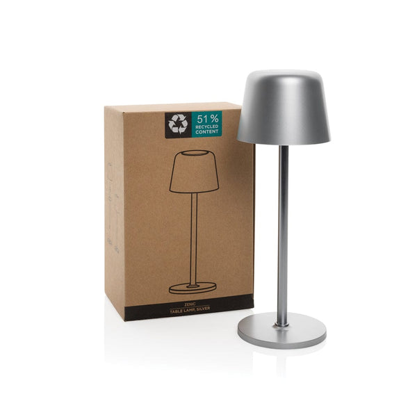Lampada USB ricaricabile da tavolo Zenic in plastica RCS - personalizzabile con logo