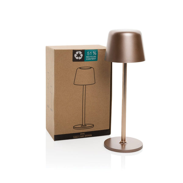 Lampada USB ricaricabile da tavolo Zenic in plastica RCS - personalizzabile con logo
