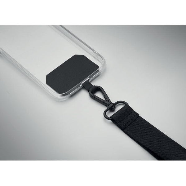 Lanyard braccialetto da polso per telefono Nero - personalizzabile con logo