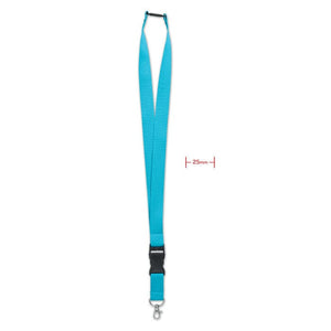 Lanyard con gancio in metallo 25 mm azzurro - personalizzabile con logo