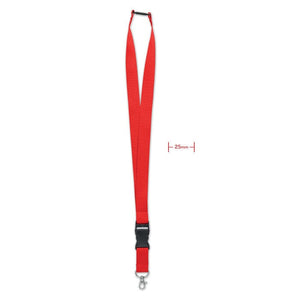 Lanyard con gancio in metallo 25 mm rosso - personalizzabile con logo