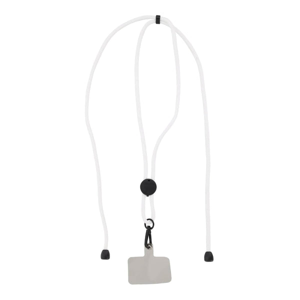 Lanyard porta telefono regolabile RPET Bianco - personalizzabile con logo