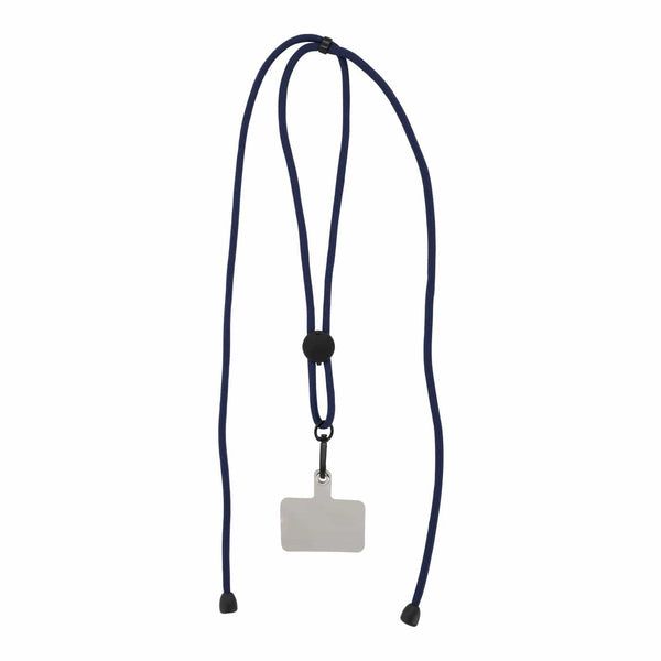 Lanyard porta telefono regolabile RPET blu navy - personalizzabile con logo