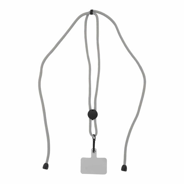 Lanyard porta telefono regolabile RPET grigio - personalizzabile con logo