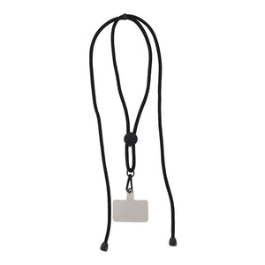 Lanyard porta telefono regolabile RPET Nero - personalizzabile con logo