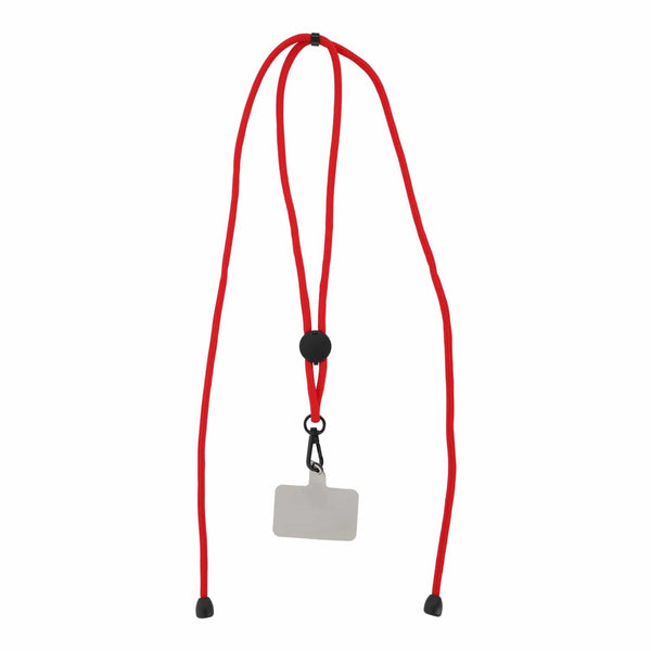 Lanyard porta telefono regolabile RPET Rosso - personalizzabile con logo