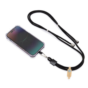 Lanyard regolabile porta telefono CarryLoop in rPET RCS nero - personalizzabile con logo