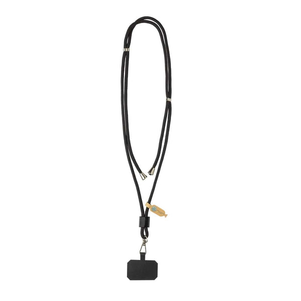 Lanyard regolabile porta telefono CarryLoop in rPET RCS nero - personalizzabile con logo