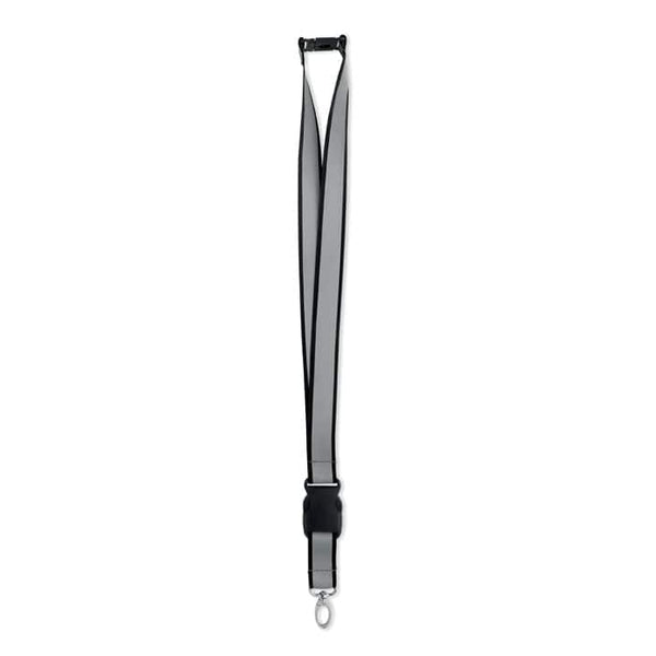 Lanyard RPET riflettente Nero - personalizzabile con logo