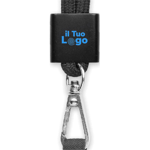 Lanyard tubolare in RPET Nero - personalizzabile con logo