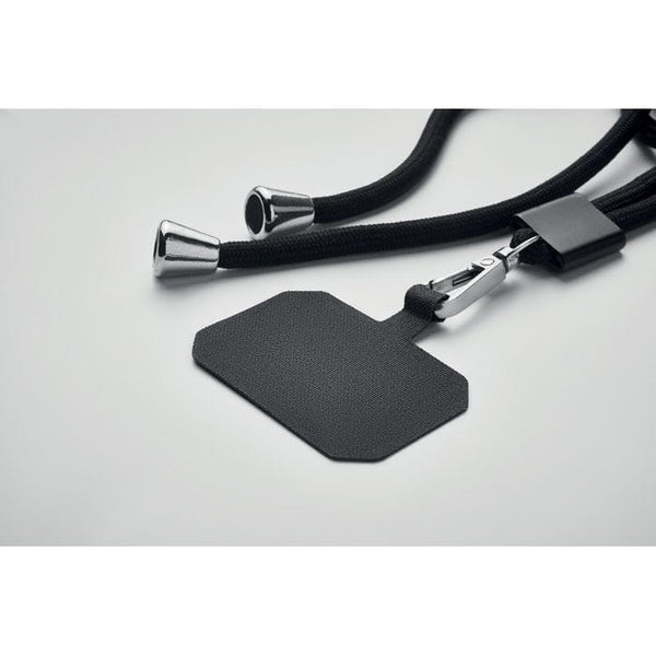 Lanyard tubolare in RPET Nero - personalizzabile con logo