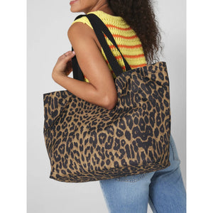 Leopard Print Carryall Tote Bag nero - personalizzabile con logo