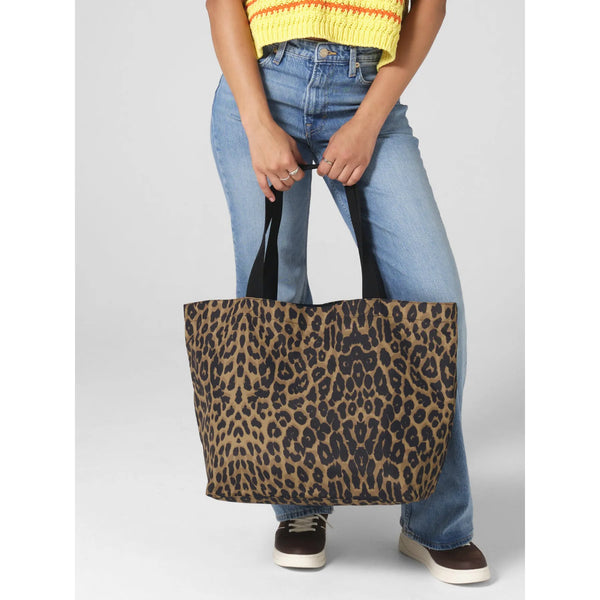 Leopard Print Carryall Tote Bag nero - personalizzabile con logo