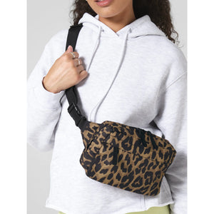 Leopard Print Cross Body Bag nero - personalizzabile con logo