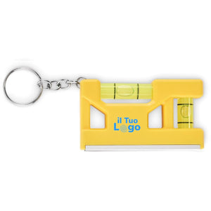 Livella magnetico con portachiavi Giallo - personalizzabile con logo