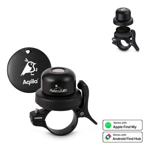 Localizzatore impermeabile Aqiila Tagbird con campanello da bicicletta Nero - personalizzabile con logo