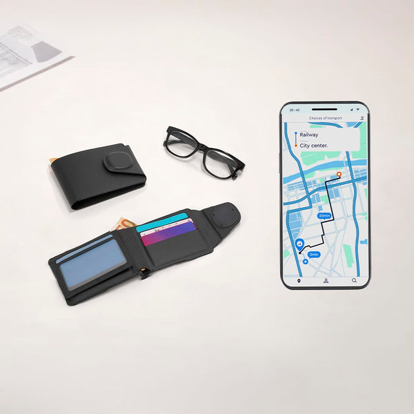 Localizzatore Porta Carte Portafoglio Nairobix nero - personalizzabile con logo