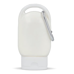 Lozione solare con moschettone SPF30 materiale riciclato Bianco - personalizzabile con logo