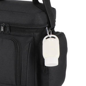 Lozione solare con moschettone SPF30 materiale riciclato - personalizzabile con logo