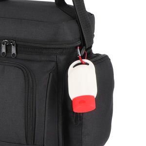 Lozione solare con moschettone SPF30 materiale riciclato - personalizzabile con logo