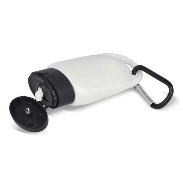 Lozione solare con moschettone SPF30 materiale riciclato - personalizzabile con logo