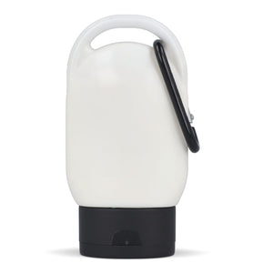 Lozione solare con moschettone SPF30 materiale riciclato Nero - personalizzabile con logo