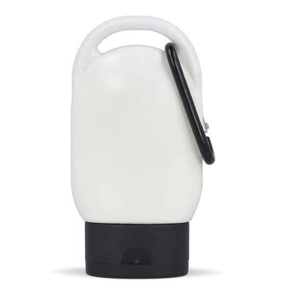 Lozione solare con moschettone SPF30 materiale riciclato Nero - personalizzabile con logo