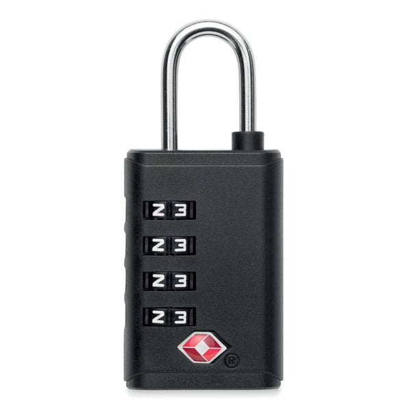 Lucchetto a 4 cifre TSA Nero - personalizzabile con logo