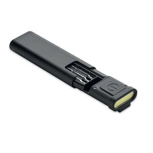 Luce COB con set di cacciaviti Nero - personalizzabile con logo