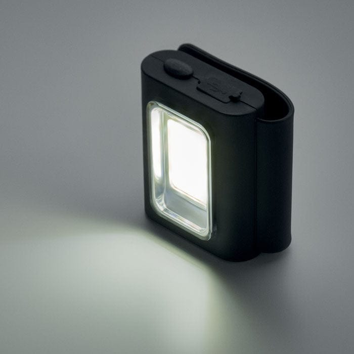 Luce COB multifunzionale con clip in silicone Nero - personalizzabile con logo
