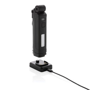 Luce da lavoro Gear X in rPlastica ricaricabile USB impermeabile nero - personalizzabile con logo