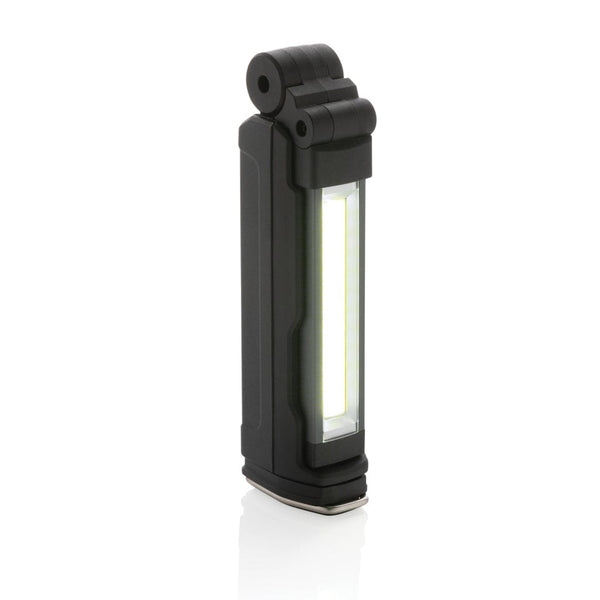 Luce da lavoro Gear X in rPlastica ricaricabile USB impermeabile nero - personalizzabile con logo
