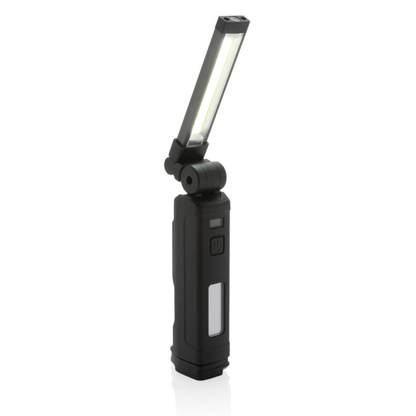 Luce da lavoro Gear X in rPlastica ricaricabile USB impermeabile nero - personalizzabile con logo