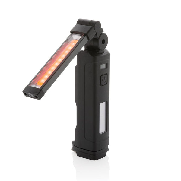 Luce da lavoro Gear X in rPlastica ricaricabile USB impermeabile nero - personalizzabile con logo