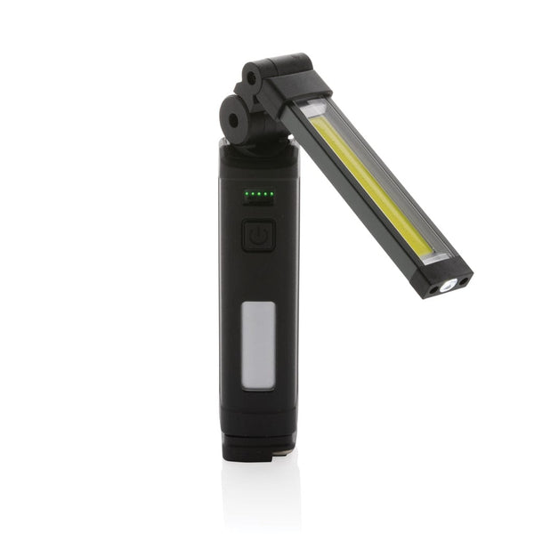 Luce da lavoro Gear X in rPlastica ricaricabile USB impermeabile nero - personalizzabile con logo