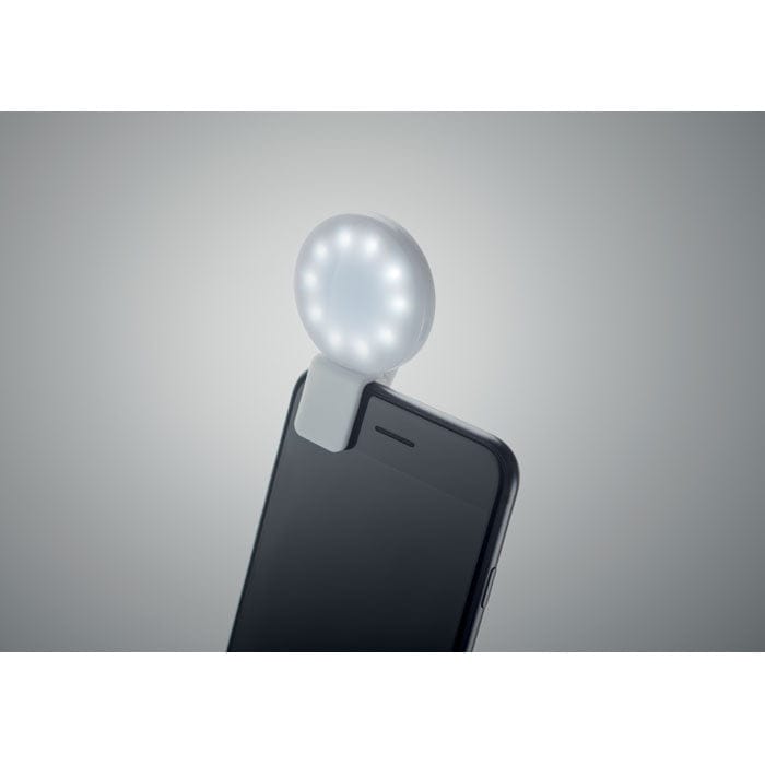 Luce LED a clip per selfie bianco - personalizzabile con logo