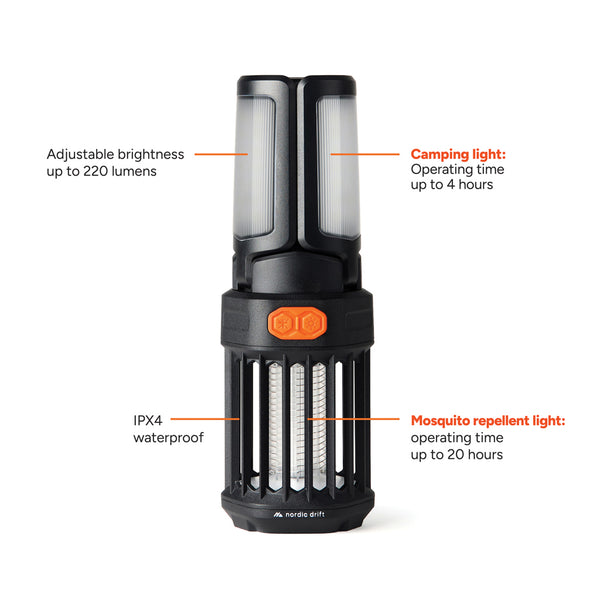 Luce portatile anti zanzare Nordic Drift Titan nero - personalizzabile con logo