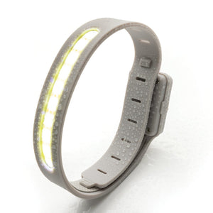 Luce running ricaricabile Lumi Sprint in rPlastica RCS grigio - personalizzabile con logo