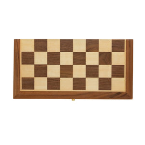 Lussuosa scacchiera pieghevole in legno marrone - personalizzabile con logo