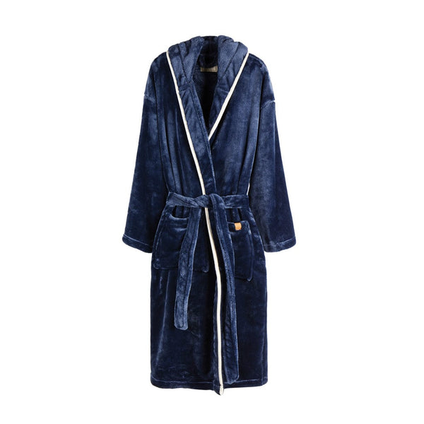 Lussuosa vestaglia VINGA Louis in RPET GRS, taglia S-M NATURAL blu navy - personalizzabile con logo